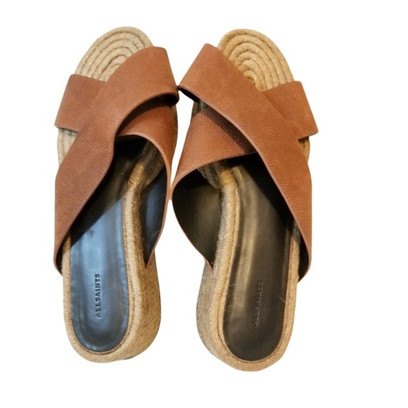 ALL SAINTS | Harlem Leather Platform Espadrille Sandals Size 39 - Picture 11 of 11